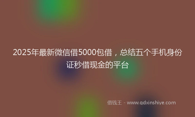 2025年最新微信借5000包借，总结五个手机身份证秒借现金的平台
