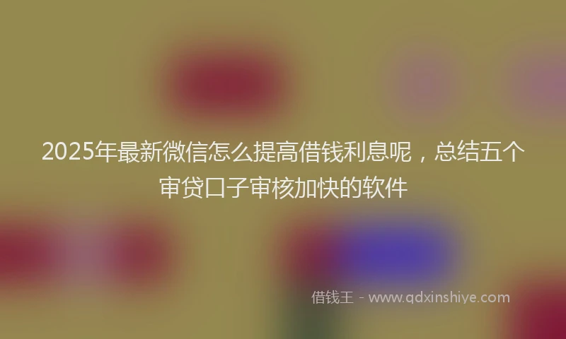 2025年最新微信怎么提高借钱利息呢，总结五个审贷口子审核加快的软件