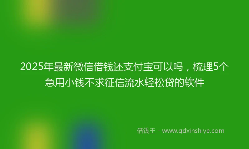 2025年最新微信借钱还支付宝可以吗，梳理5个急用小钱不求征信流水轻松贷的软件