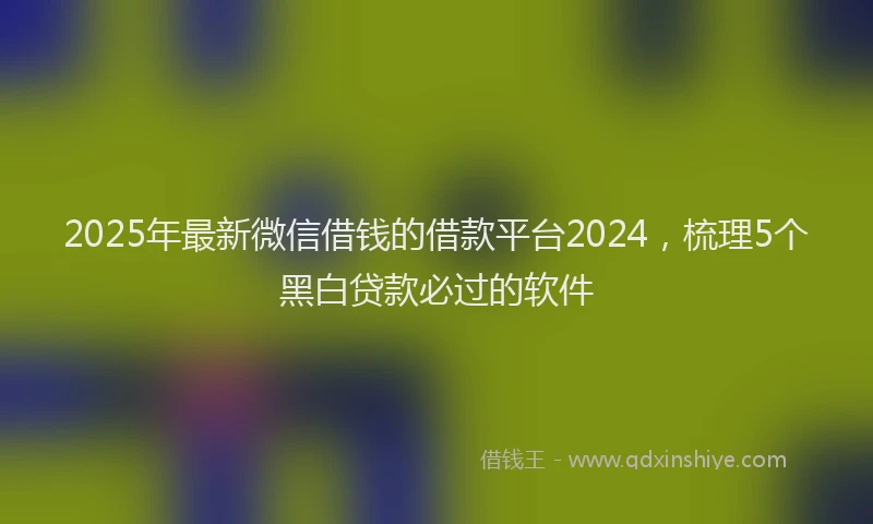 2025年最新微信借钱的借款平台2024，梳理5个黑白贷款必过的软件
