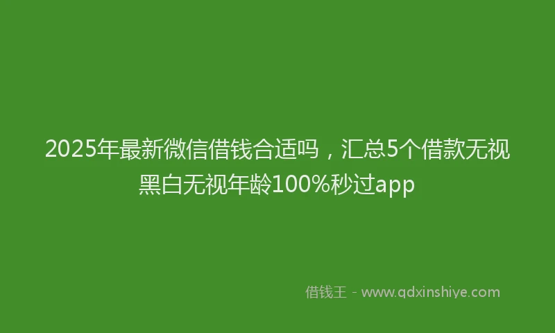 2025年最新微信借钱合适吗，汇总5个借款无视黑白无视年龄100%秒过app