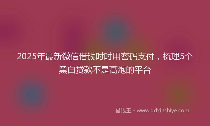 2025年最新微信借钱时时用密码支付，梳理5个黑白贷款不是高炮的平台