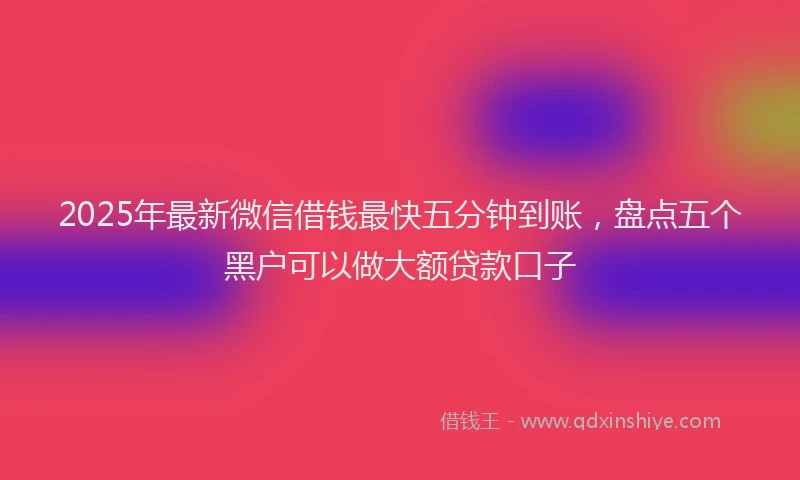 2025年最新微信借钱最快五分钟到账，盘点五个黑户可以做大额贷款口子