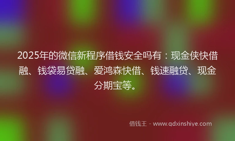 2025年的微信新程序借钱安全吗有：现金侠快借融、钱袋易贷融、爱鸿森快借、钱速融贷、现金分期宝等。