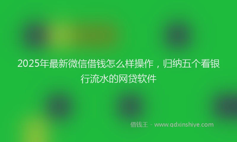 2025年最新微信借钱怎么样操作，归纳五个看银行流水的网贷软件