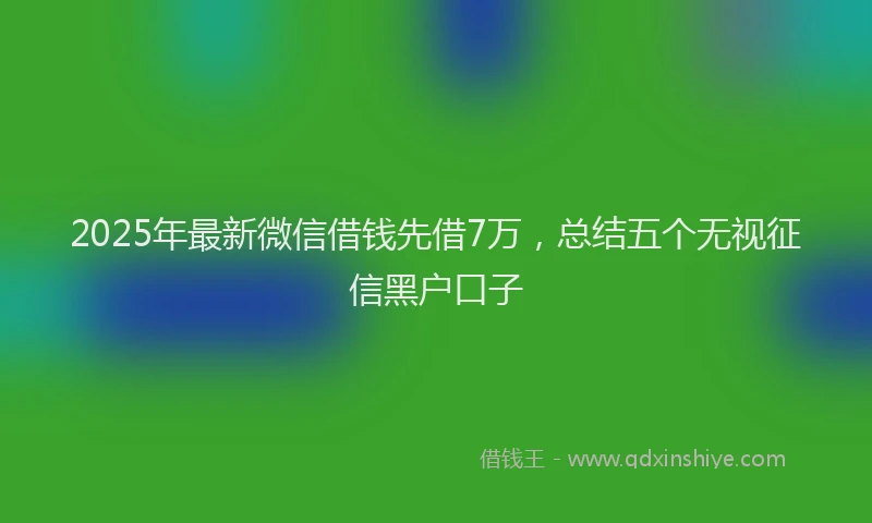 2025年最新微信借钱先借7万，总结五个无视征信黑户口子