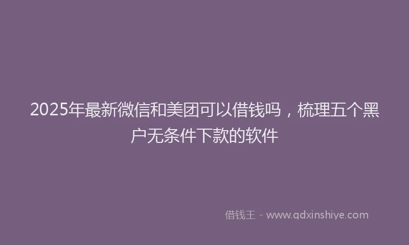 2025年最新微信和美团可以借钱吗，梳理五个黑户无条件下款的软件