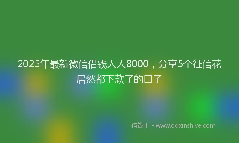 2025年最新微信借钱人人8000，分享5个征信花居然都下款了的口子