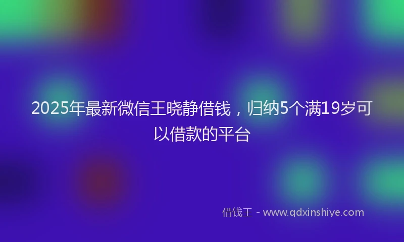 2025年最新微信王晓静借钱，归纳5个满19岁可以借款的平台