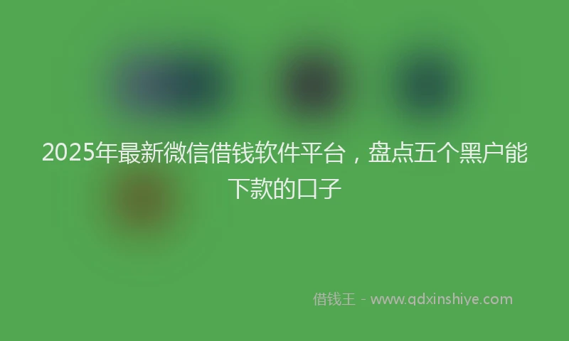 2025年最新微信借钱软件平台，盘点五个黑户能下款的口子