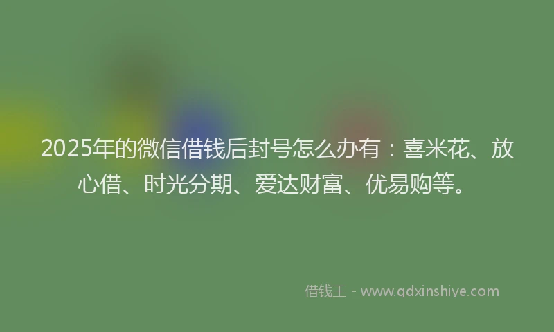 2025年的微信借钱后封号怎么办有：喜米花、放心借、时光分期、爱达财富、优易购等。