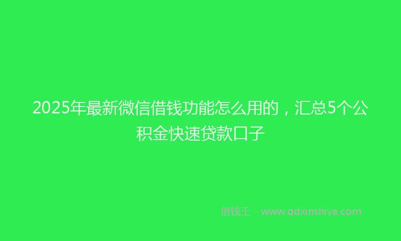 2025年最新微信借钱功能怎么用的，汇总5个公积金快速贷款口子