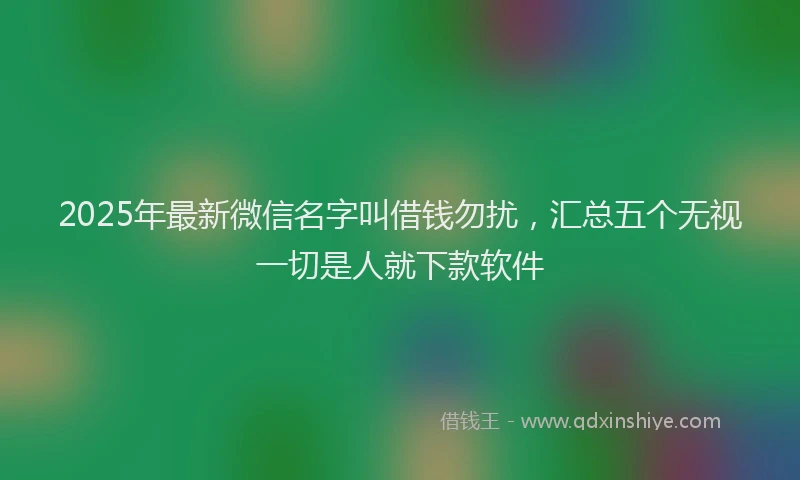 2025年最新微信名字叫借钱勿扰，汇总五个无视一切是人就下款软件