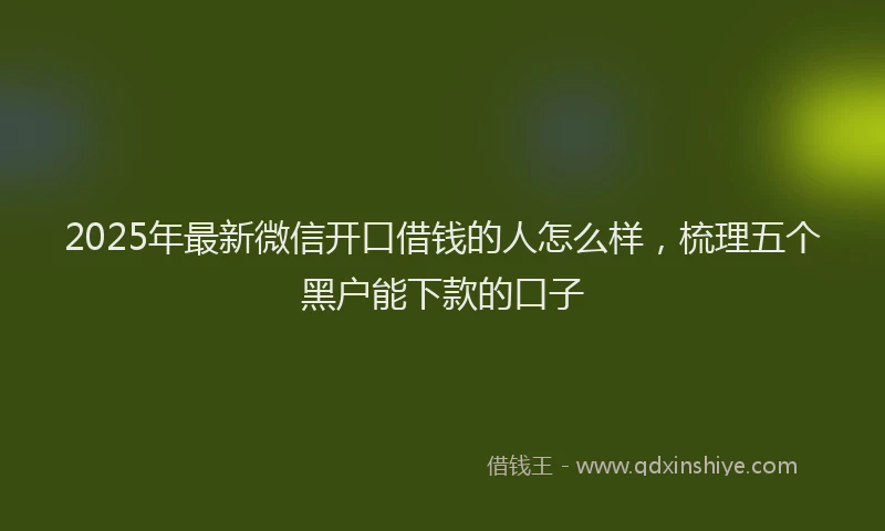 2025年最新微信开口借钱的人怎么样，梳理五个黑户能下款的口子