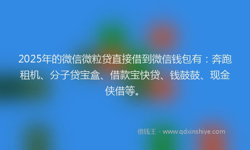 2025年的微信微粒贷直接借到微信钱包有：奔跑租机、分子贷宝盒、借款宝快贷、钱鼓鼓、现金侠借等。