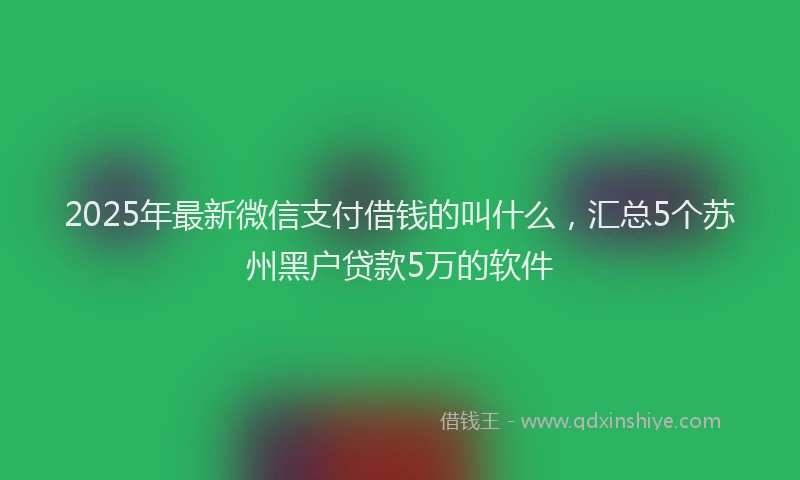 2025年最新微信支付借钱的叫什么，汇总5个苏州黑户贷款5万的软件