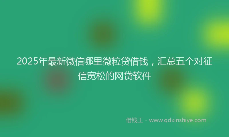 2025年最新微信哪里微粒贷借钱，汇总五个对征信宽松的网贷软件