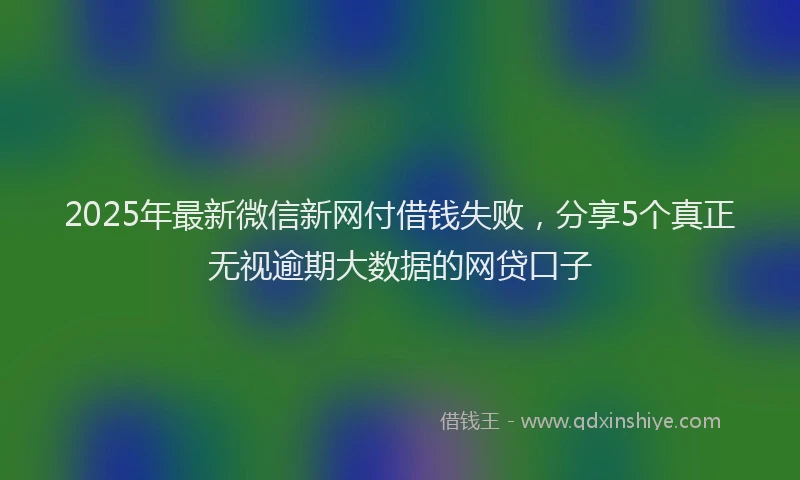 2025年最新微信新网付借钱失败，分享5个真正无视逾期大数据的网贷口子