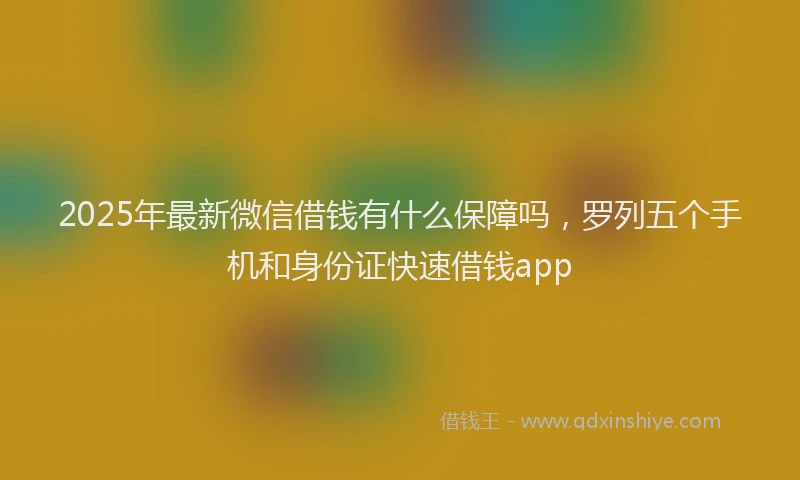 2025年最新微信借钱有什么保障吗，罗列五个手机和身份证快速借钱app