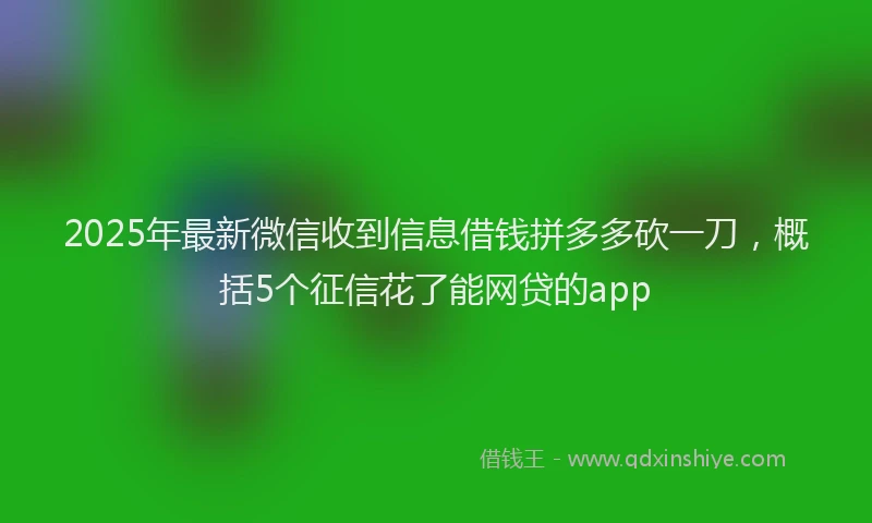 2025年最新微信收到信息借钱拼多多砍一刀，概括5个征信花了能网贷的app