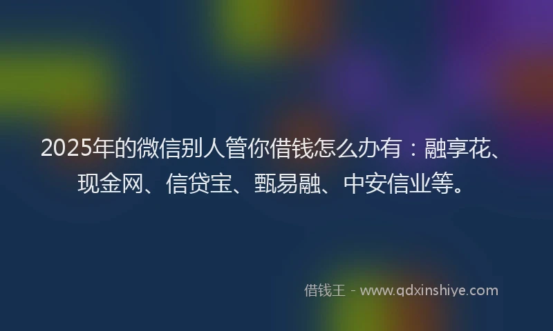 2025年的微信别人管你借钱怎么办有：融享花、现金网、信贷宝、甄易融、中安信业等。