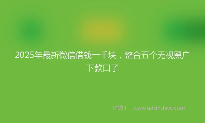 2025年最新微信借钱一千块，整合五个无视黑户下款口子
