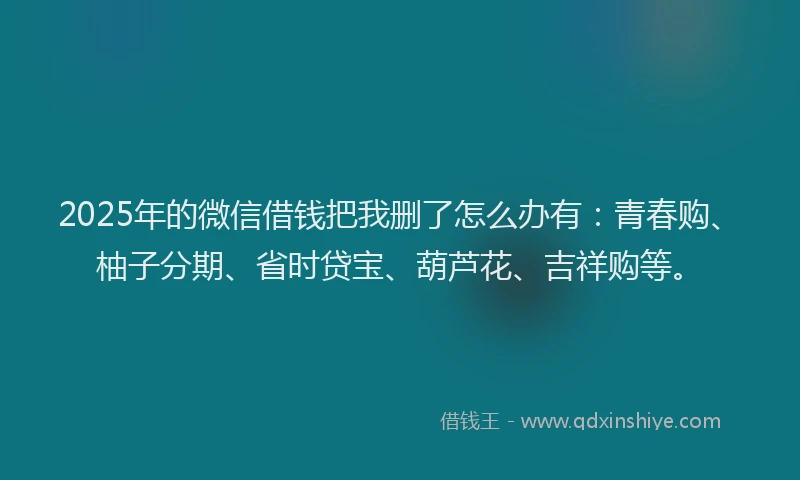 2025年的微信借钱把我删了怎么办有：青春购、柚子分期、省时贷宝、葫芦花、吉祥购等。