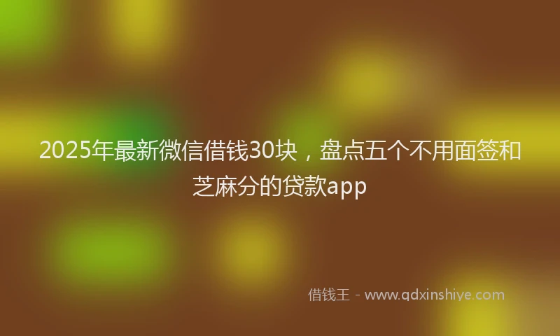 2025年最新微信借钱30块，盘点五个不用面签和芝麻分的贷款app