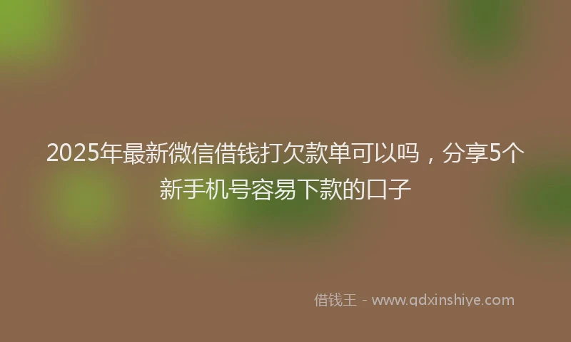 2025年最新微信借钱打欠款单可以吗，分享5个新手机号容易下款的口子