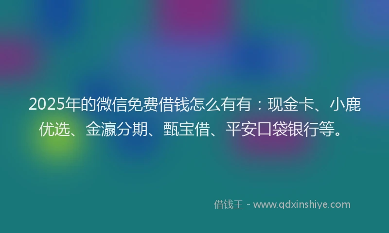 2025年的微信免费借钱怎么有有：现金卡、小鹿优选、金瀛分期、甄宝借、平安口袋银行等。