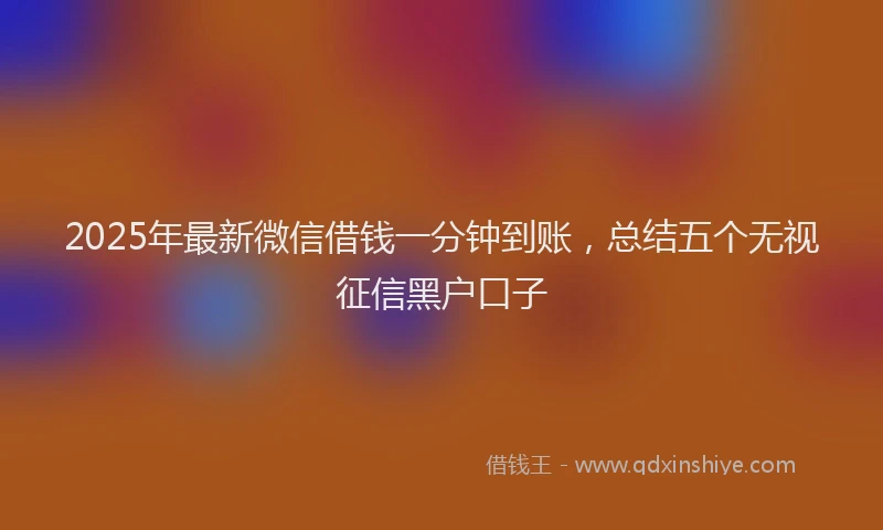 2025年最新微信借钱一分钟到账，总结五个无视征信黑户口子