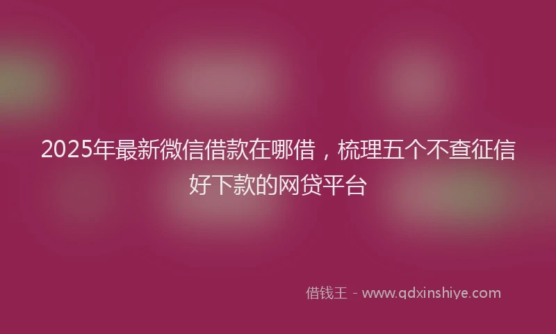 2025年最新微信借款在哪借，梳理五个不查征信好下款的网贷平台