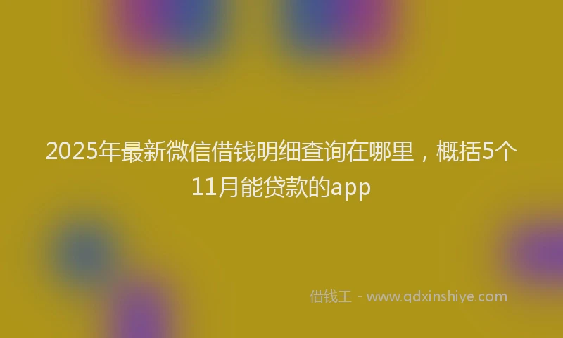 2025年最新微信借钱明细查询在哪里，概括5个11月能贷款的app