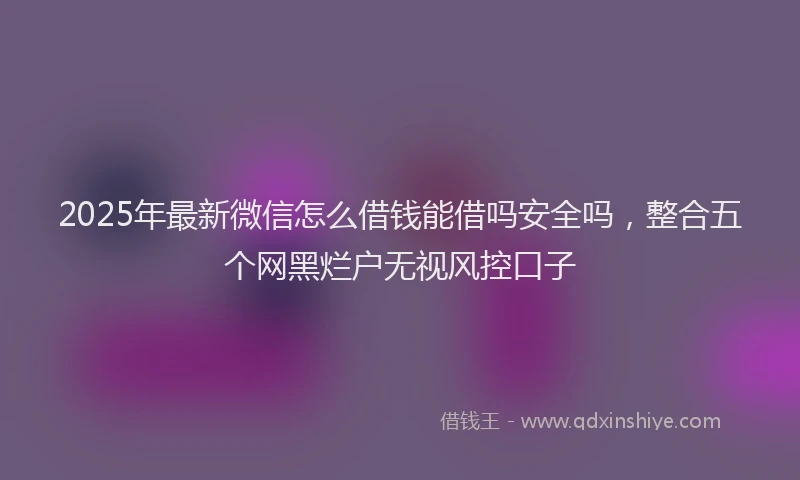 2025年最新微信怎么借钱能借吗安全吗，整合五个网黑烂户无视风控口子