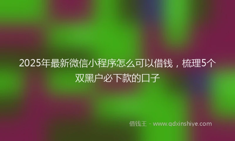 2025年最新微信小程序怎么可以借钱，梳理5个双黑户必下款的口子