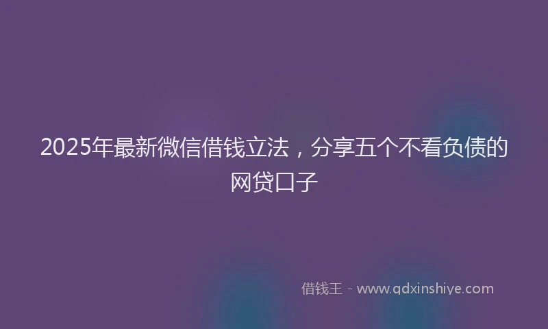 2025年最新微信借钱立法，分享五个不看负债的网贷口子
