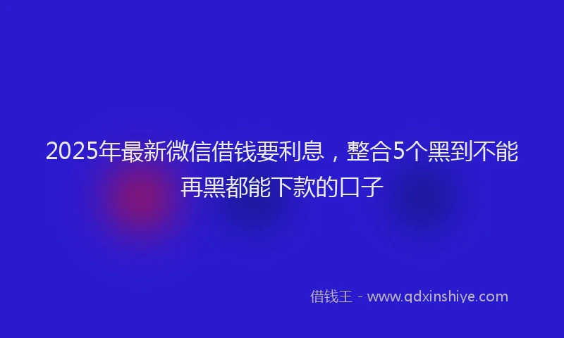 2025年最新微信借钱要利息，整合5个黑到不能再黑都能下款的口子