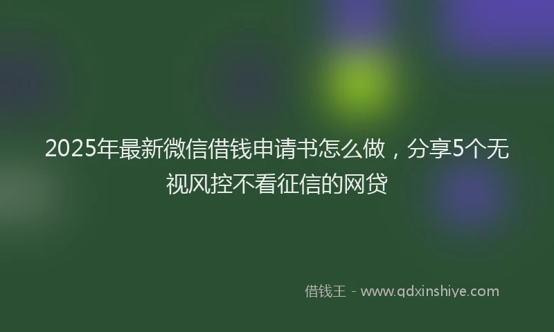 2025年最新微信借钱申请书怎么做，分享5个无视风控不看征信的网贷