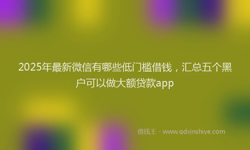 2025年最新微信有哪些低门槛借钱，汇总五个黑户可以做大额贷款app