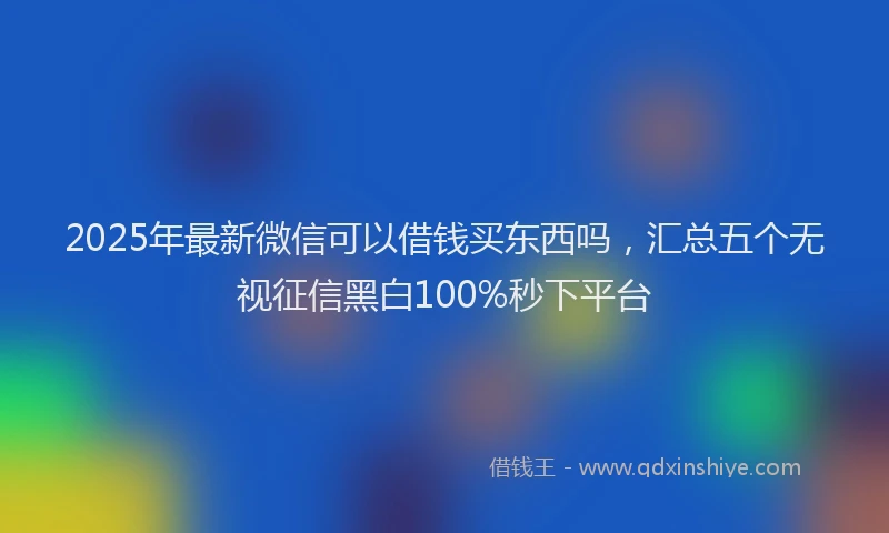 2025年最新微信可以借钱买东西吗，汇总五个无视征信黑白100%秒下平台
