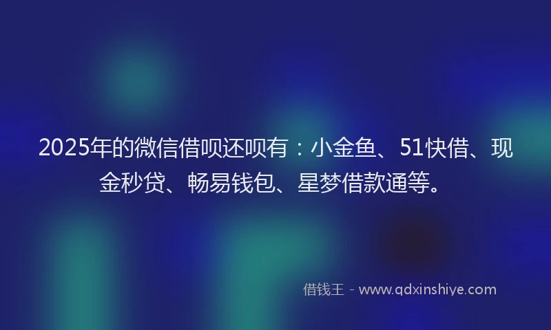 2025年的微信借呗还呗有：小金鱼、51快借、现金秒贷、畅易钱包、星梦借款通等。