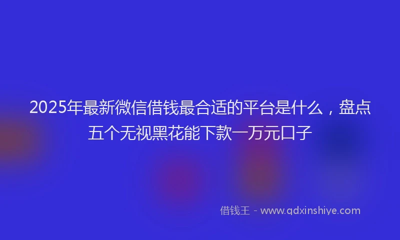 2025年最新微信借钱最合适的平台是什么，盘点五个无视黑花能下款一万元口子