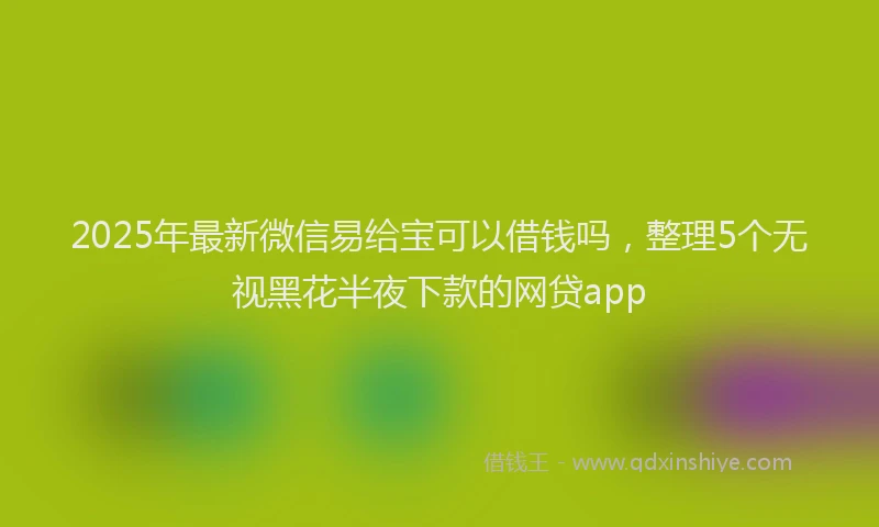2025年最新微信易给宝可以借钱吗，整理5个无视黑花半夜下款的网贷app