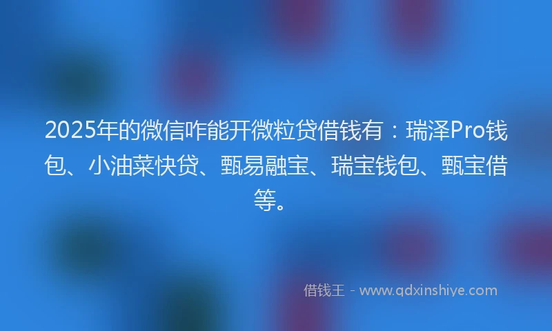 2025年的微信咋能开微粒贷借钱有：瑞泽Pro钱包、小油菜快贷、甄易融宝、瑞宝钱包、甄宝借等。