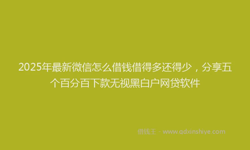 2025年最新微信怎么借钱借得多还得少，分享五个百分百下款无视黑白户网贷软件