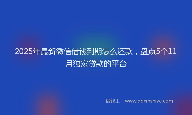 2025年最新微信借钱到期怎么还款，盘点5个11月独家贷款的平台