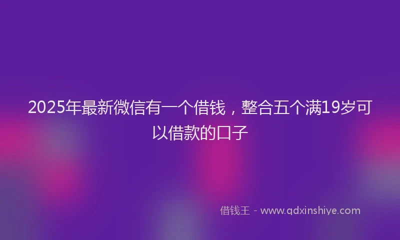 2025年最新微信有一个借钱，整合五个满19岁可以借款的口子