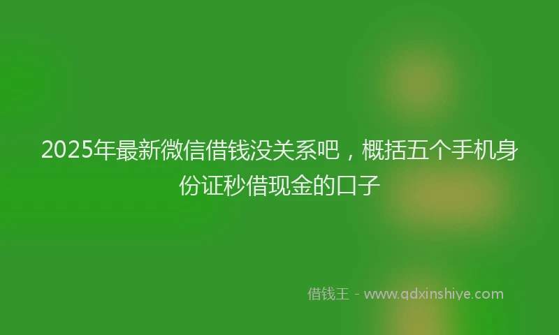2025年最新微信借钱没关系吧，概括五个手机身份证秒借现金的口子