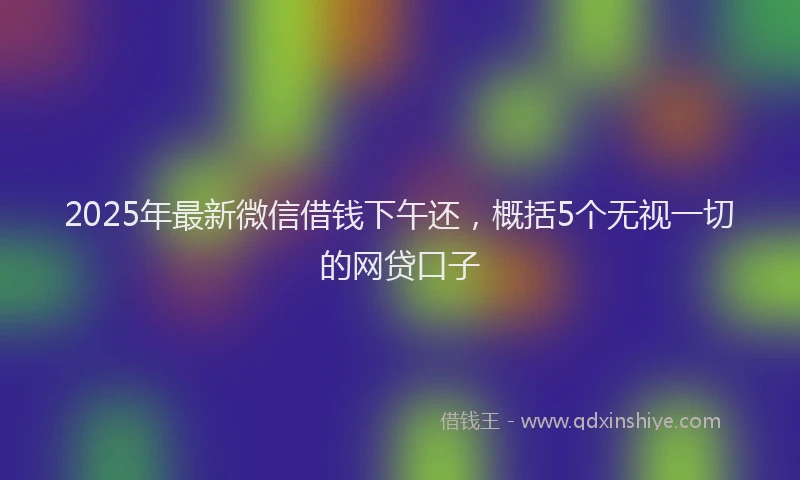2025年最新微信借钱下午还，概括5个无视一切的网贷口子
