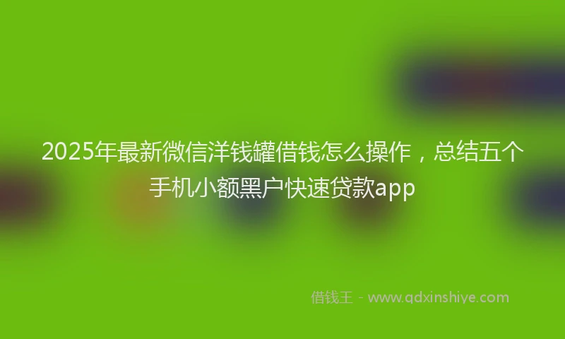 2025年最新微信洋钱罐借钱怎么操作，总结五个手机小额黑户快速贷款app